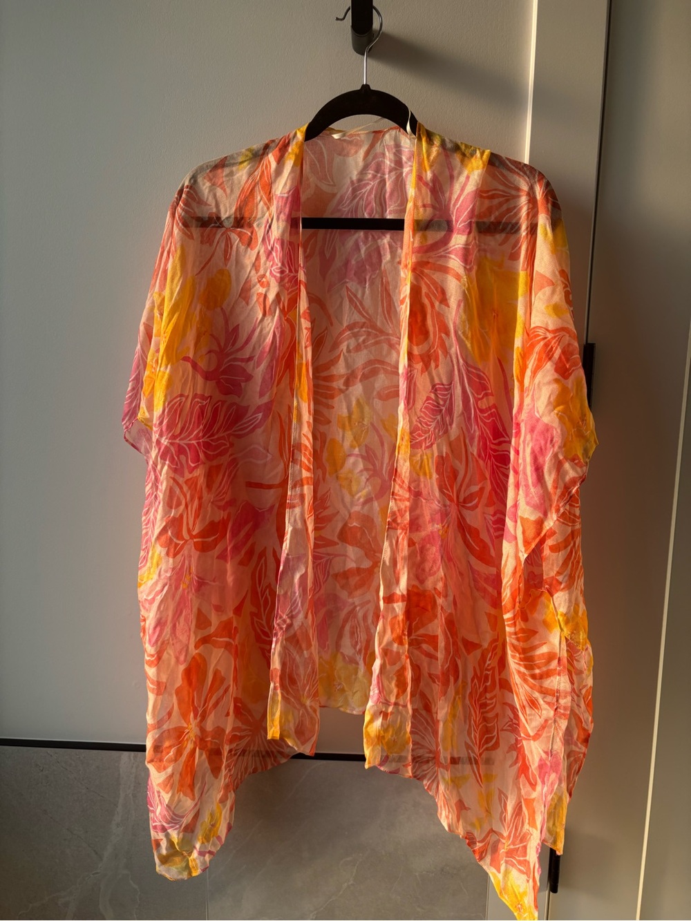 Old Navy Sheer Floral Kimono in Pink, Orange & Yellow